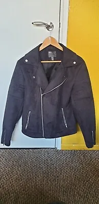 Buy Mens Faux Suede Black Biker Jacket Bad Boy Rock Rebel Punk Grunge Size M Medium • 25.99£