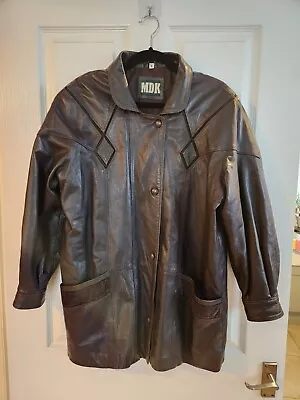 Buy Mens MDK Vintage Retro Dark Brown Real Leather Jacket Size Small  • 19.99£