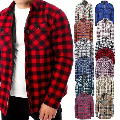 Buy Mens Flannel Quilted Lined Fleece Padded Work Shirt Yarn Dyed Lumberjack Jacket • 16.99£