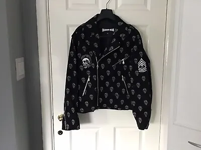 Buy Ikon Punk Rock Goth Emo Skulls Bomber Jacket XL Cotton Zips Patches Mohican XL • 55£