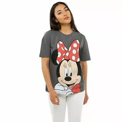 Buy Official Disney Ladies Minnie Smile Slouch T-Shirt Graphite S-XL • 13.99£