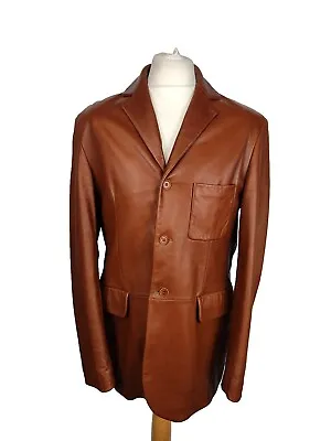 Buy M&S Marks And Spencer Autograph Mens Brown Leather Jacket Size M UK  • 42.99£