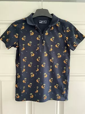 Buy Next Boys Tiger Print Polo Top Tshirt, Age 7-8 • 0.70£