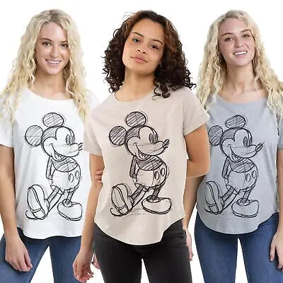Buy Disney Womens T-shirt Mickey Mouse Sketch Top S-XL Official • 13.99£