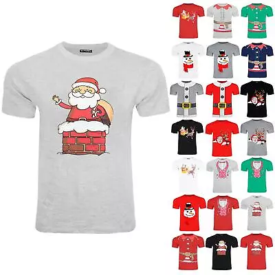 Buy Mens Christmas Elf Santa Suit Costume Pullover Xmas Crew Neck Stretchy T Shirt • 6.19£