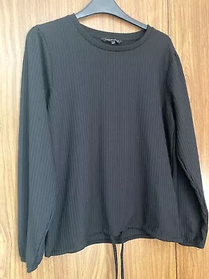 Buy Peacocks Black Ribbed Tshirt Size 12/14 • 4£