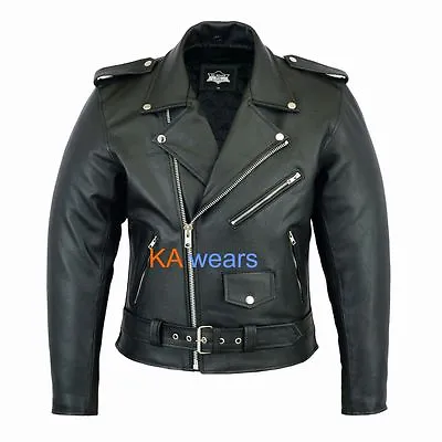 Buy Men Leather Brando Jacket Biker Classic Motorbike Motorcycle Vintage Perfecto • 64.79£