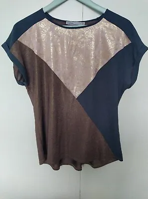 Buy Oasis Sparkly Top T-shirt Women Grey Brown Pink S M 10 12 • 5£