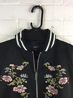Buy Papaya Black/White Floral Design Full Zip Close Jacket Size UK 8 #CE • 5.30£