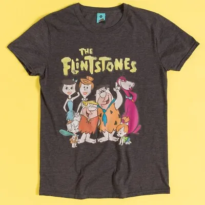 Buy Official The Flintstones Family Grey T-Shirt : S,L • 19.99£