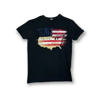 Buy Wrangler 1947 Regular Fit USA Flag Logo Embroidered Black T Shirt  Size Medium • 6.40£