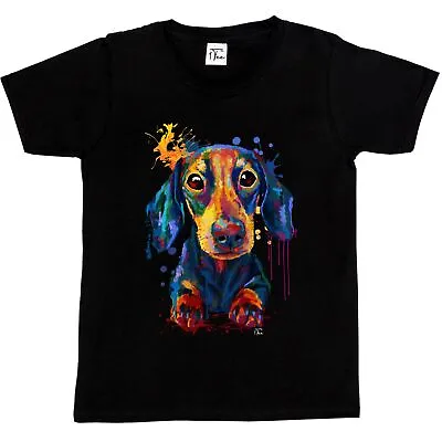 Buy 1Tee Kids Girls Watercolour Abstract Descend Dog  T-Shirt • 5.99£
