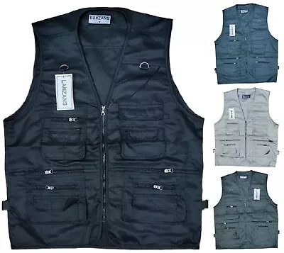 Buy Mens Waistcoat Jacket Multi Pocket Vest Camping Hiking Hunting Fisherman Vest • 14.90£
