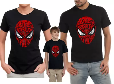 Buy SPIDERMAN Face Words Mashup Ladies Kids Mens  Tees  T Shirt DTF • 8.50£