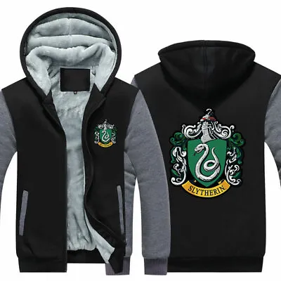 Buy Slytherin Hoodie Winter Hooded Coat Sweatshirt Sherpa Thicken Zipper Jacket  • 49.19£