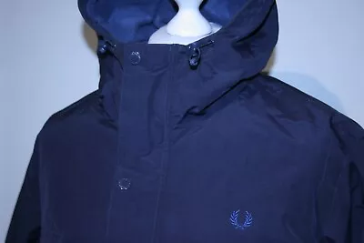 Buy Fred Perry Fleece Lined Parka Jacket - XL/XXL - Navy Blue - Mod 80s Casuals Top • 79.99£