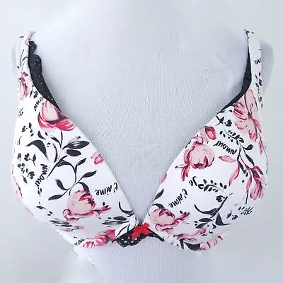 Buy Cacique Bra 42DD Pink Floral Paris Words, Underwire, 4 Prong Back Closur ,Padded • 30.30£