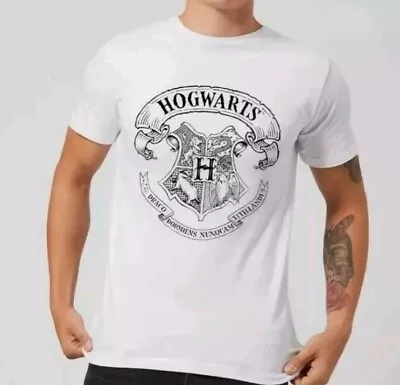 Buy Mens Official Licensed Harry Potter 'Hogwarts' Crest White T-Shirt. Large. BNWT. • 1.50£