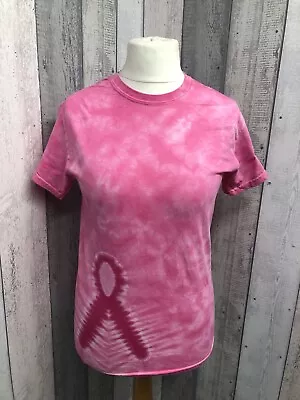 Buy T-Shirt Cancer Awareness Ribbon Charity Tie Dye Womens Ladies New Pink Large • 7.99£