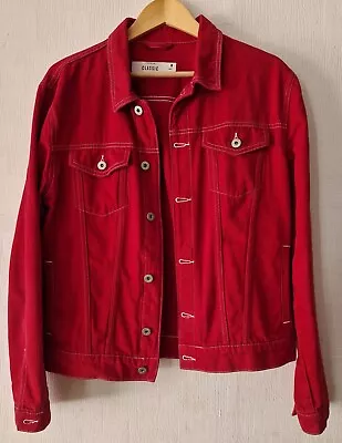 Buy Vintage Top Man Classic Bright Red White Denim Style Jean Jacket 4 Pockets M 42 • 29.99£