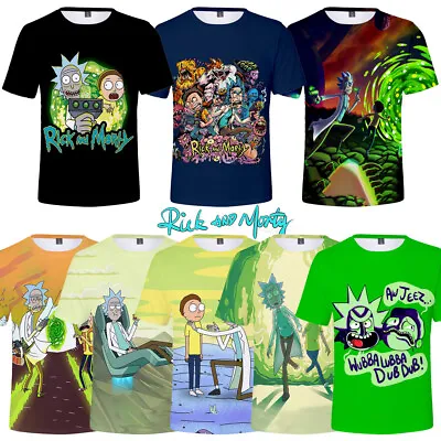 Buy 8 Styles Rick And Morty T Shirt Mens Womens Tops 3D Print Funny Cartoon Tee Gift • 15.59£