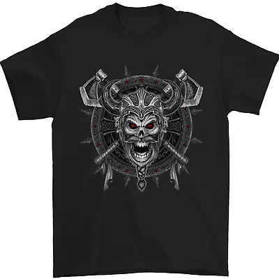 Buy Viking Skull With Swords & Shield Valhalla Mens T-Shirt 100% Cotton • 10.48£