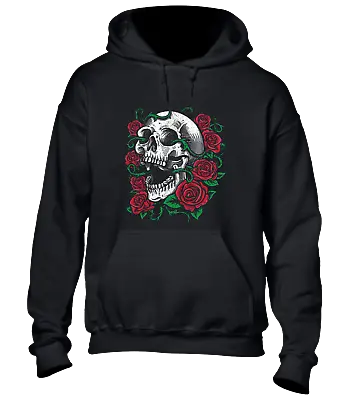 Buy Skull & Roses Hoody Hoodie Cool Retro Tattoo Fashion Vintage Skeleton New Top • 21.99£