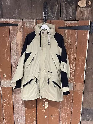 Buy Anzoni Ski Jacket Beige Green Hooded Double Zip RECCO Men's Large • 69.99£