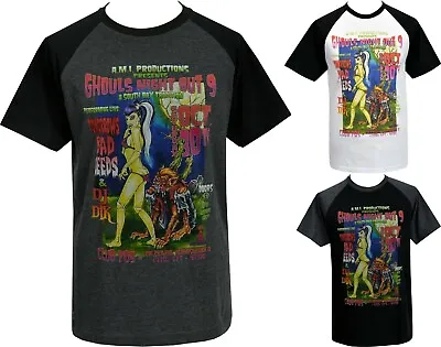 Buy Mens Zombie Pin-up Raglan TShirt Lowbrow Art Monster Horror Werewolf Psychobilly • 23.95£