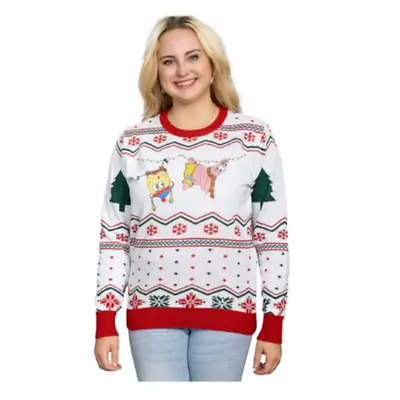 Buy Womens Hanging Lights SpongeBob And Patrick Christmas Sweater Holiday Pullover • 46.23£
