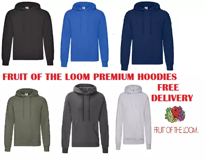 Buy Fruit Of The Loom Mens Hoodie Classic Hooded Pullover Plain Sweatshirt Top 62208 • 13.95£