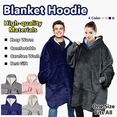 Buy Hoodie Blanket Oversized Ultra Plush Sherpa Giant Hooded Sweatshirt Fleece  • 10.18£