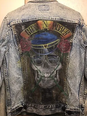 Buy Guns N Roses Mens Women Levis Denim Jacket Airbrush Coat 14-16 Teen Boys Girls • 212.62£