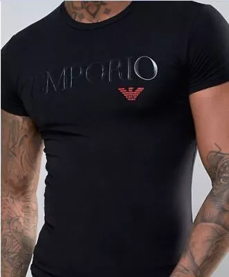 Buy Emporio Armani Black Men's T-Shirt,Glossy Logo,Size M*L*XL • 34.79£