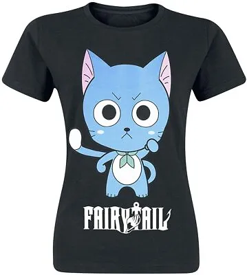 Buy Fairy Tail Happy High Five Women Black T-Shirt - Officially Licensed • 12.99£