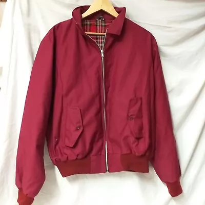 Buy Mens Vintage 80s Burgundy  Zipped Bomber Jacket Retro Indie Mod L  Cotton  H04 • 12.99£