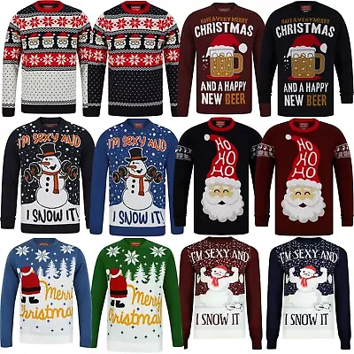 Buy Mens Christmas Novelty Jumper Crew Neck Thin Knit Funny Xmas Sweater Top New • 16.95£
