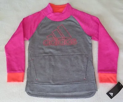 Buy Adidas Girls Big Logo Colorblock Mockneck Pink Sweatshirt - L(12/14) NWT MSRP$45 • 23.55£