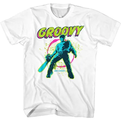 Buy Army Of Darkness Movie Ash Williams With Chainsaw GROOVY Men's T Shirt • 38.10£