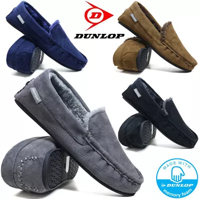Buy Mens Slippers Memory Foam Moccasin Faux Suede Sheep Skin Fur Lined Loafers Shoes • 9.95£