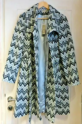 Buy Coat Jacket  Zig Zag Grey Black White Zara Look Chevron Wool Blend 14 16 New • 54.99£