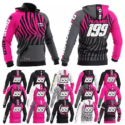 Buy Pink Customised Sublimated Hoodie (Kids) Motocross Motorsport Mx Name Number • 54.99£