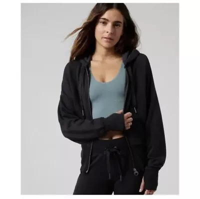 Buy ATHLETA Balance Black Zipped Jacket Hoodie Sweatshirt Size Petite Medium • 24.11£