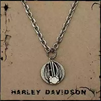 Buy Harley Davidson HD Wings Bar And Shield Necklace On Stainless Steel Chain 20  • 72.32£