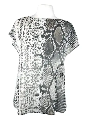 Buy Grey Snake Print Top Short Sleeves Bow Sheer New Mint Velvet RRP £69 Size 12 • 20£