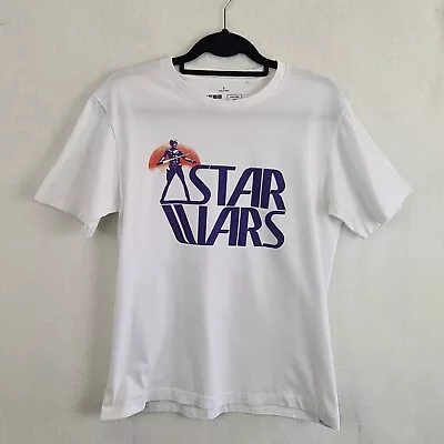 Buy Uniqlo Men's T-Shirt Star Wars Retro Logo Medium White Cotton NIGO • 14.99£