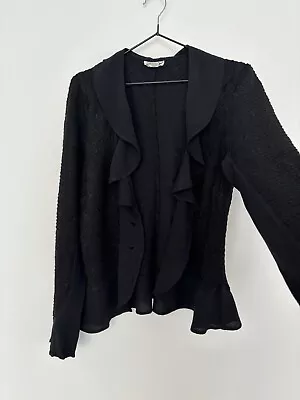 Buy Pretty Vintage GHOST Pre Takeover Black Embroidered Jacket Top Frill Sleeve M • 30£