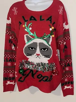 Buy Womans UGLY CHRISTMAS SWEATER Grumpy Cat Nope Red Holiday XXL, 2X • 28.81£