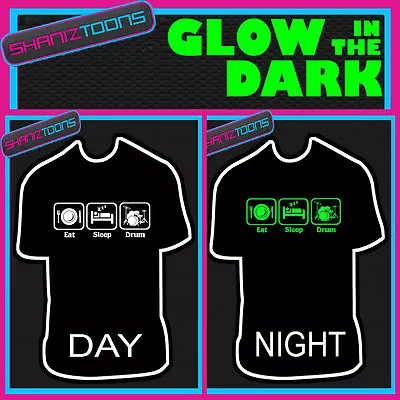 Buy Eat Sleep Drum Drummer Band Glow In The Dark Printed Tshirt • 10.93£