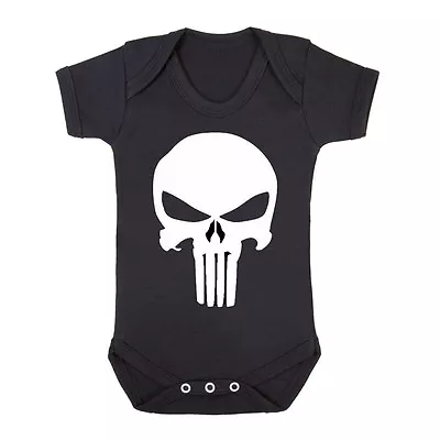 Buy NEW Punisher Skull Front Printed Rock Metal Sleepsuit Babies Clothing Rompers • 10.99£
